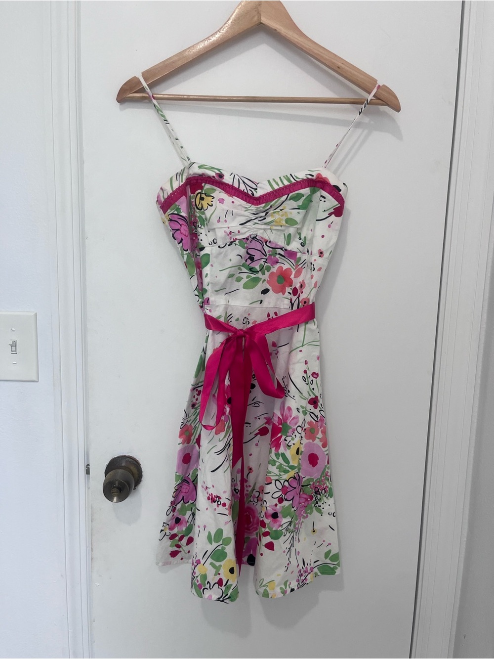 Late 90s early Y2K Vintage Lipstick Cotton Floral Dress Made in USA S (Fits XS)